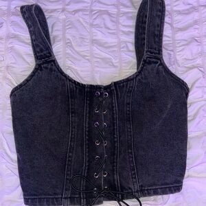 Wild Fable Charcoal Button-Up Denim Shirt